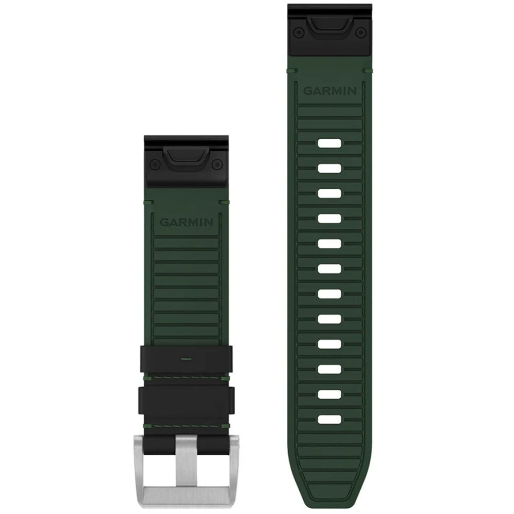 Кожаный ремешок Garmin QuickFit 22 мм Leather / FKM Hybrid Black / Green