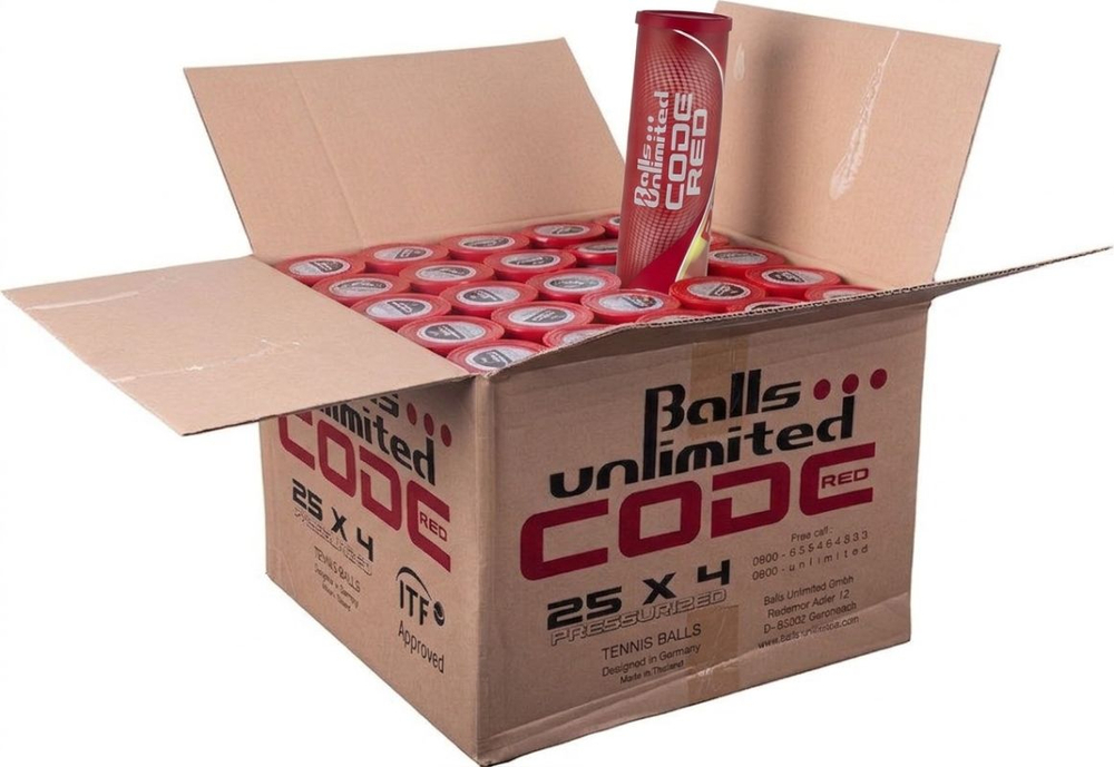 Упаковка теннисных мячей Balls Unlimited Code Red 25 x 4B