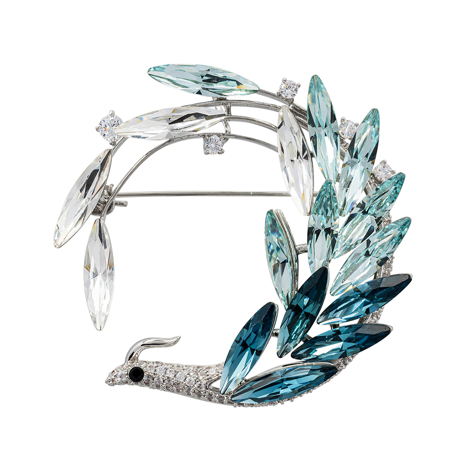 Брошь Fiore Luna Птица crystal blue XR16682 BL/S