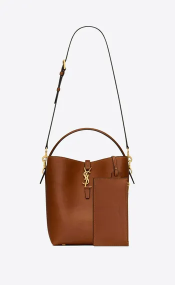 Сумка Saint Laurent Le 37 из блестящей кожи коричневый