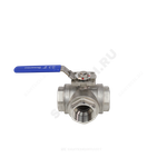 Кран шаровой нерж SS316 4030HA 3-ходовой Т-образный Ду 40 Ру63 ВР под электропривод с рукояткой ISO F05/F07 полнопроходной Benarmo