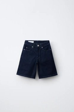 ZARA ДЛИННЫЕ ДЖИНСОВЫЕ ШОРТЫ, СИНИЙ