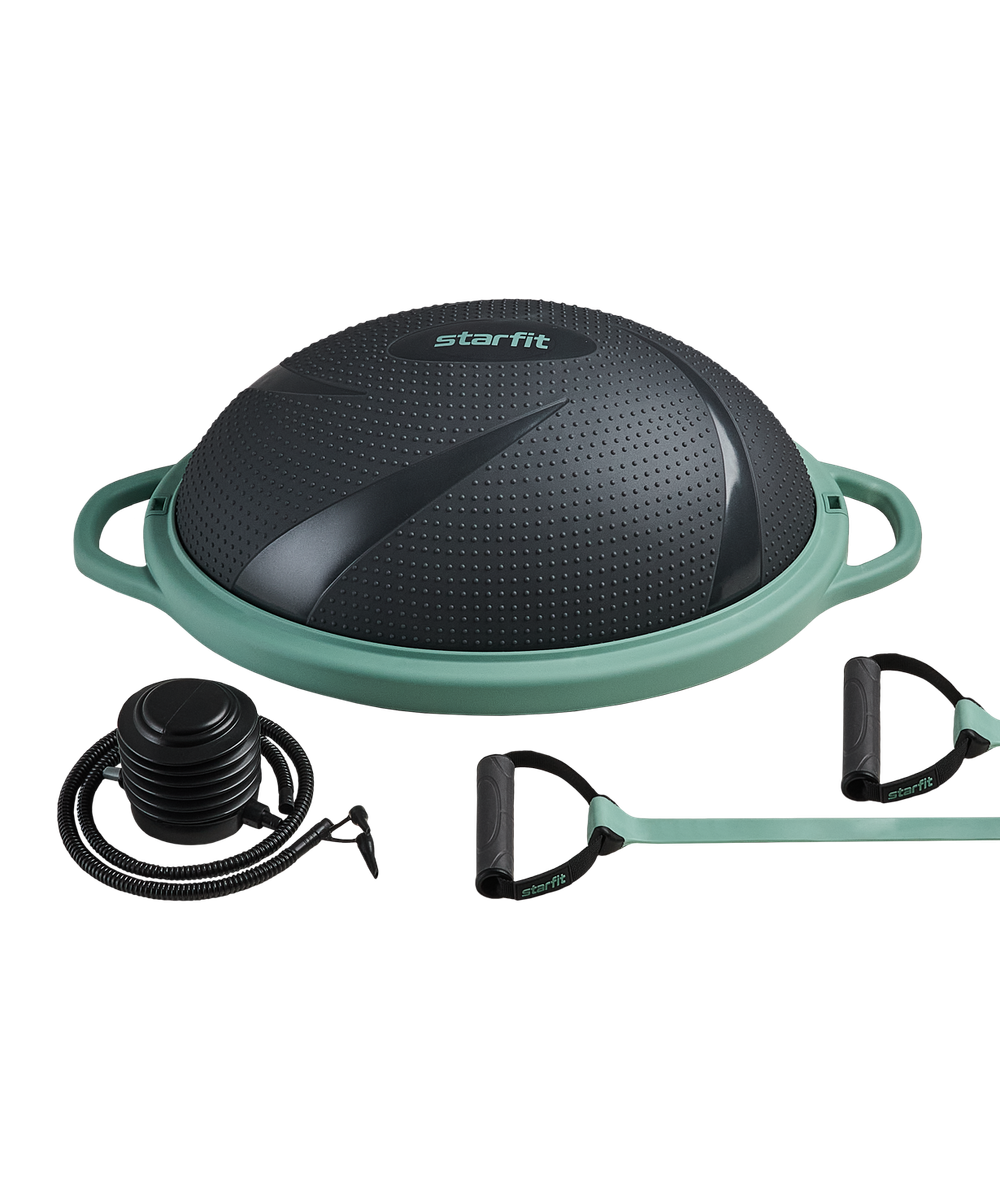 Полусфера "BOSU" GB-503 с эспандерами, с насосом, серый/зеленый