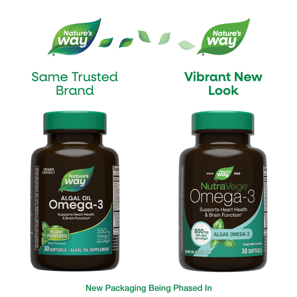 Nature's Way, NutraVege®, омега-3, свежая мята, 500 мг, 30 капсул