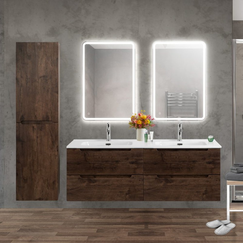 Тумба BelBagno ETNA-1200-4C-SO-2-RW с 2-й раковиной BelBagno BB1200-2-ETL, Rovere Moro