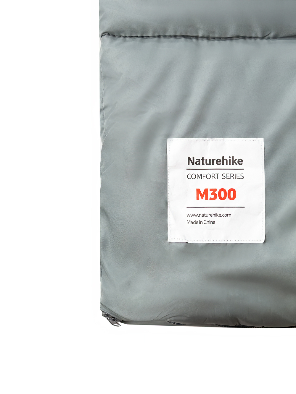 Спальный мешок Naturehike M300 с капюшоном, cерый (CNK2350WS023), молния слева