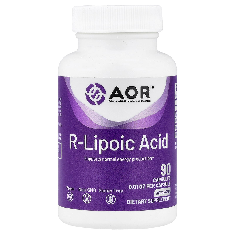 Advanced Orthomolecular Research AOR, R-липоевая кислота, 150 мг, 90 капсул