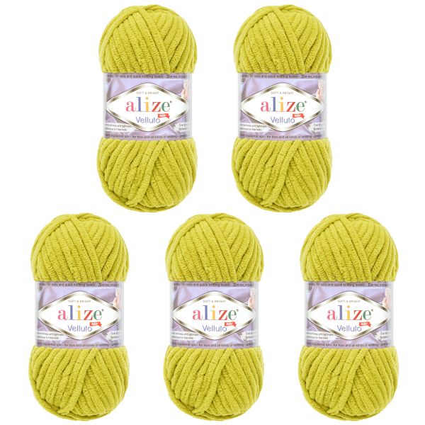 Пряжа Alize (Ализе) Velluto / уп.5 мот. по 100 г, 68м, 11 фисташка