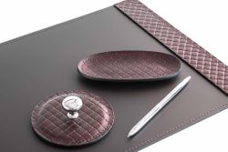 Набор офисный из кожи FG Brown treccia/черный 8 предметов