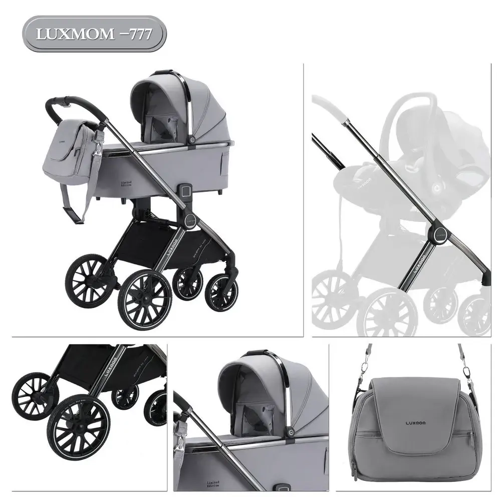 Детская коляска Luxmom 777 2в1 серая