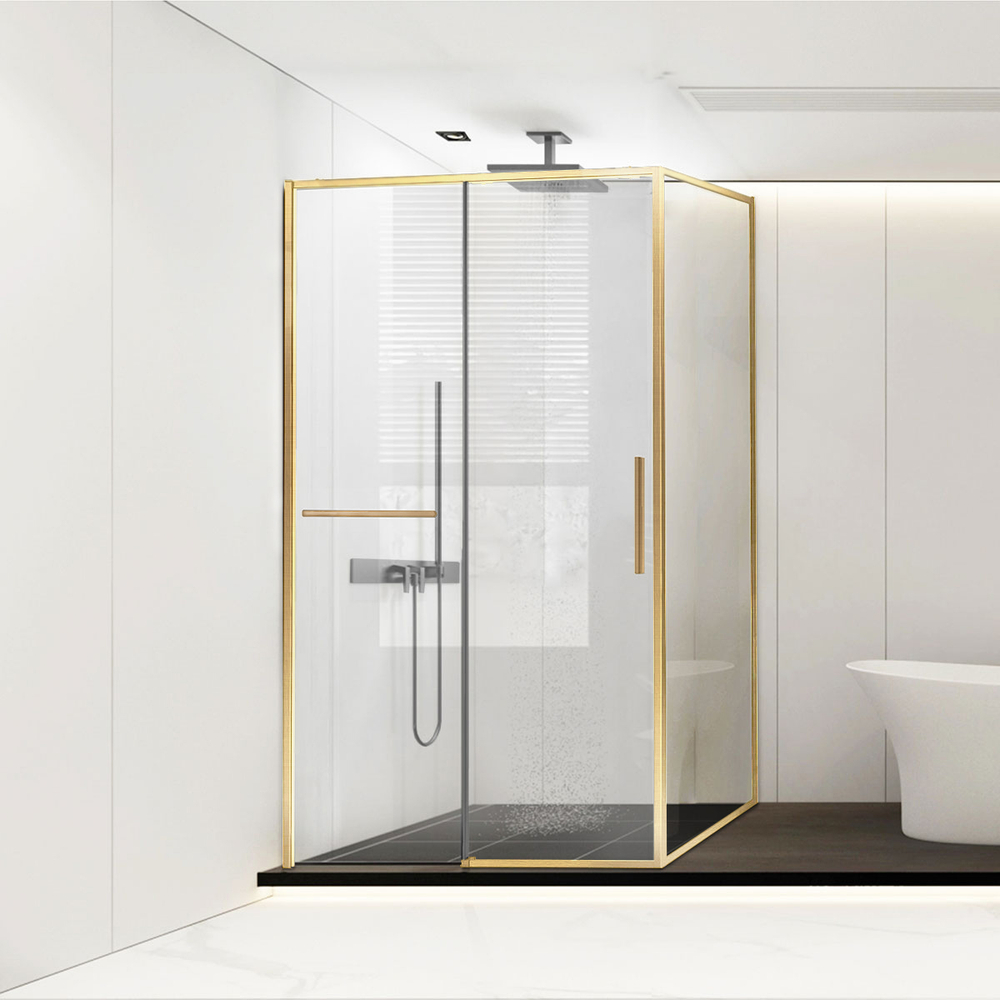 Душевой уголок Vincea Слим Софт (Slim Soft) VSR-1SS9011CLG, 1100*900, брашированное золото, стекло прозрачное