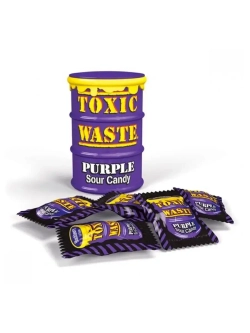 Кислые леденцы Toxic Waste Sour Candy фиолетовая бочка