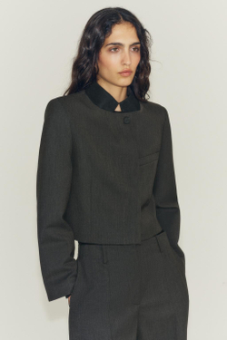 ZARA БРЮКИ WIDE LEG С ВЫСОКОЙ ПОСАДКОЙ — ZW COLLECTION, ТЕМНО-СЕРЫЙ