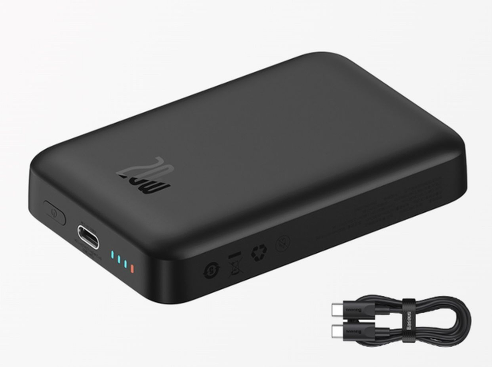 Внешний аккумулятор с магнитом повербанк 10000mAh 20W чёрный Magnetik Mini WireLess BASEUS PPCXM10