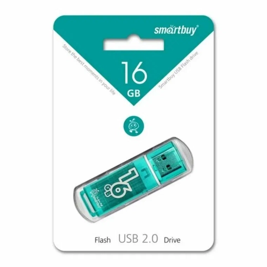 Флешка 16-GB SMART-BUY Glossy USB 2.0 голубой/зелёный