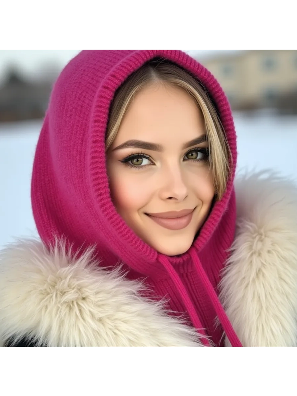 капор зимний и осенний капюшон- снуд вязаный ангора