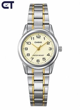 CASIO LTP-V001SG-9B CASIO Collection женские наручные часы — двухцветный стальной браслет, золотистый циферблат и винтажная классика
