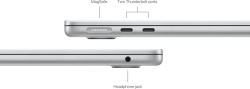Ноутбук Apple MacBook Air A3113 M3 8 core 16Gb SSD256Gb/8 core GPU 13.6" Liquid Retina (2560x1664) macOS silver WiFi BT Cam (MC8H4LL/A)
