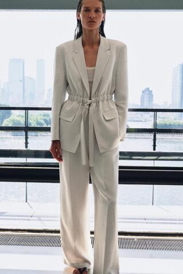 ZARA БРЮКИ СВОБОДНОГО КРОЯ — ZW COLLECTION, ЦВЕТ ЛЬДА