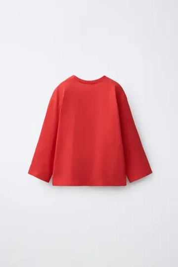 ZARA ФУТБОЛКА С ПРИНТОМ «СЕРДЦЕ», КРАСНЫЙ