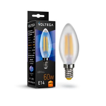 Светодиодная лампа Crystal Candle matt 6W 2800K E14 (7044) VG10-C2E14warm6W-F матовая Voltega