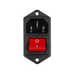 Выключатель клавишный 250В 6 А (4с) вкл-выкл красный с подсветкой и штекером C14 3PIN  REXANT