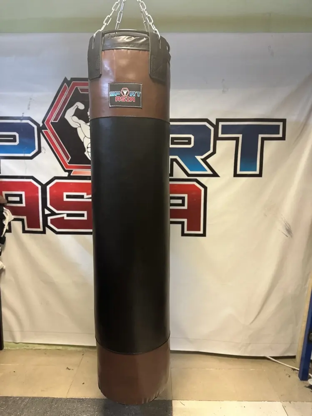 Тренировочный мешок SportAsia 35×150 ПВХ, коричнево-черный