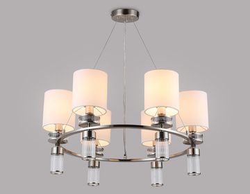 Подвесная люстра с абажурами 6*Е14 LH71291/6 SN/WH никель/белый High Light Classic Ambrella