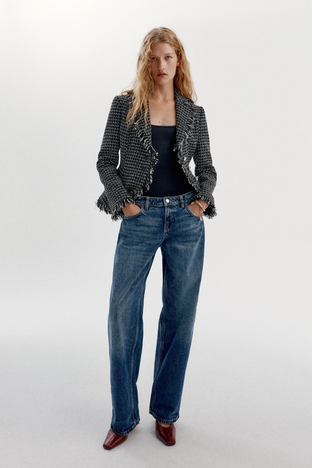 БЛЕЙЗЕР ИЗ ФАКТУРНОЙ ТКАНИ С БАХРОМОЙ — ZARA