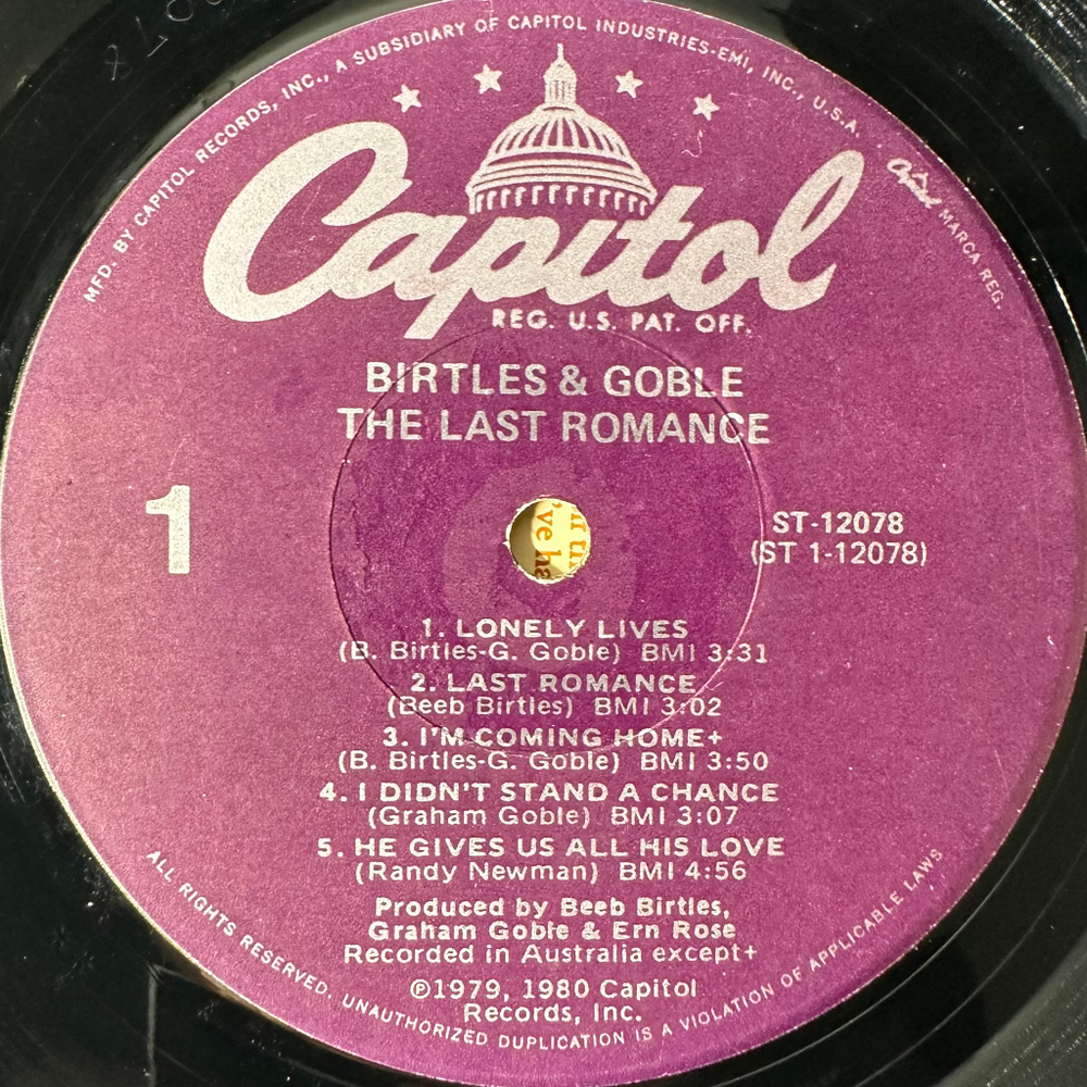Birtles & Goble ‎– The Last Romance (США 1980г.)