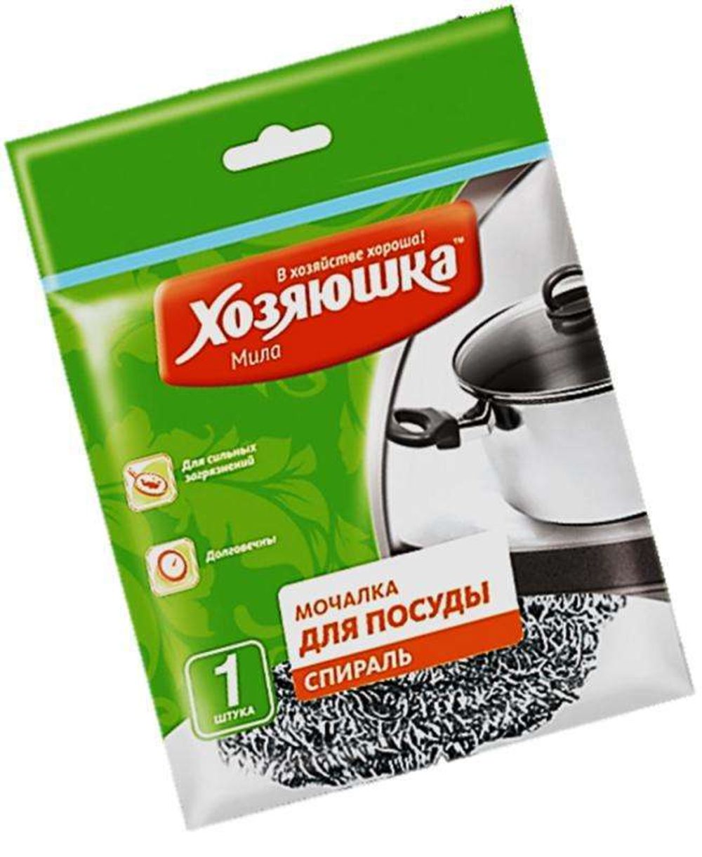 Мочалка для посуды "ХОЗЯЮШКА Мила" спираль 1 шт., КГ-02