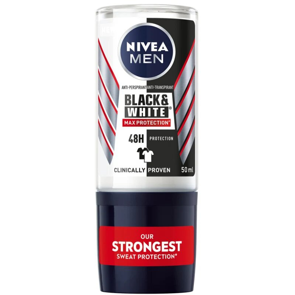 Дезодорант-антиперспирант шариковый мужской NIVEA Black & White Max Protection "Черное и Белое" 48 часов, 50 мл (из Финляндии)