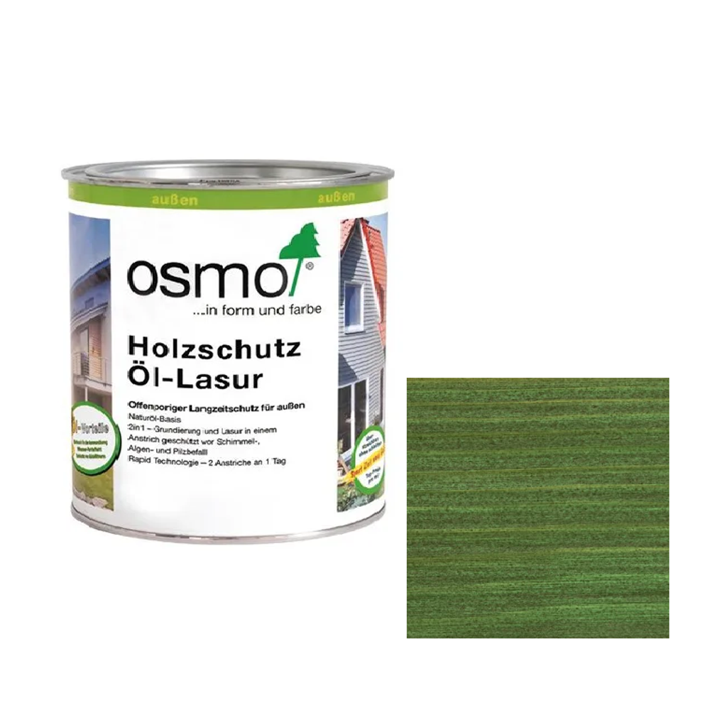 Новинка! Защитное масло - лазурь для древесины OSMO Holzschutz Ol-Lasur 729 Темно-зеленое 0,22 л для наружных работ 12100080_2