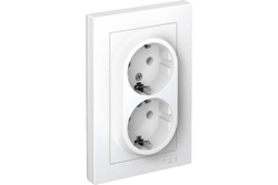 Розетка Systeme Electric 2-м ATLAS DESIGN с заземлением, 16А, в сборе, белая ATN000124 1240135