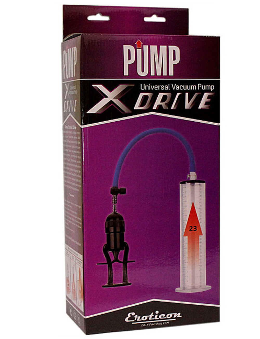 Помпа вакуумная Eroticon PUMP X-Drive с обратным клапаном (28 см.) (Цвет: прозрачный с черным)