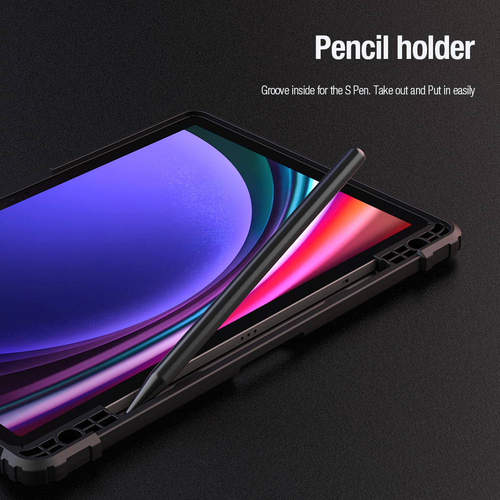 Чехол книжка от Nillkin для планшета Samsung Galaxy Tab S9 и Tab S10 FE, серия Bumper Pro Case-Multi Angle Folding Style, с защитной шторкой для камеры