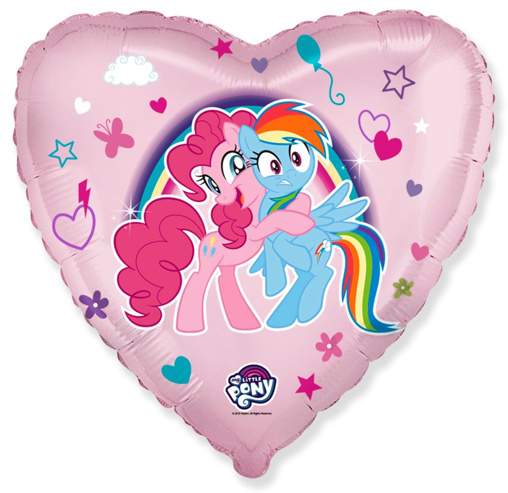 FM (18''/46 см) Сердце, My Little Pony, Лошадки Пинки Пай и Радуга, Розовый, 1 шт.