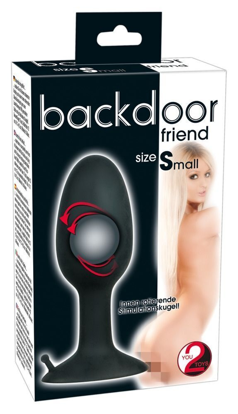 Полая анальная пробка с шариком Small Silicone Plug - 8 см. (Цвет: черный)
