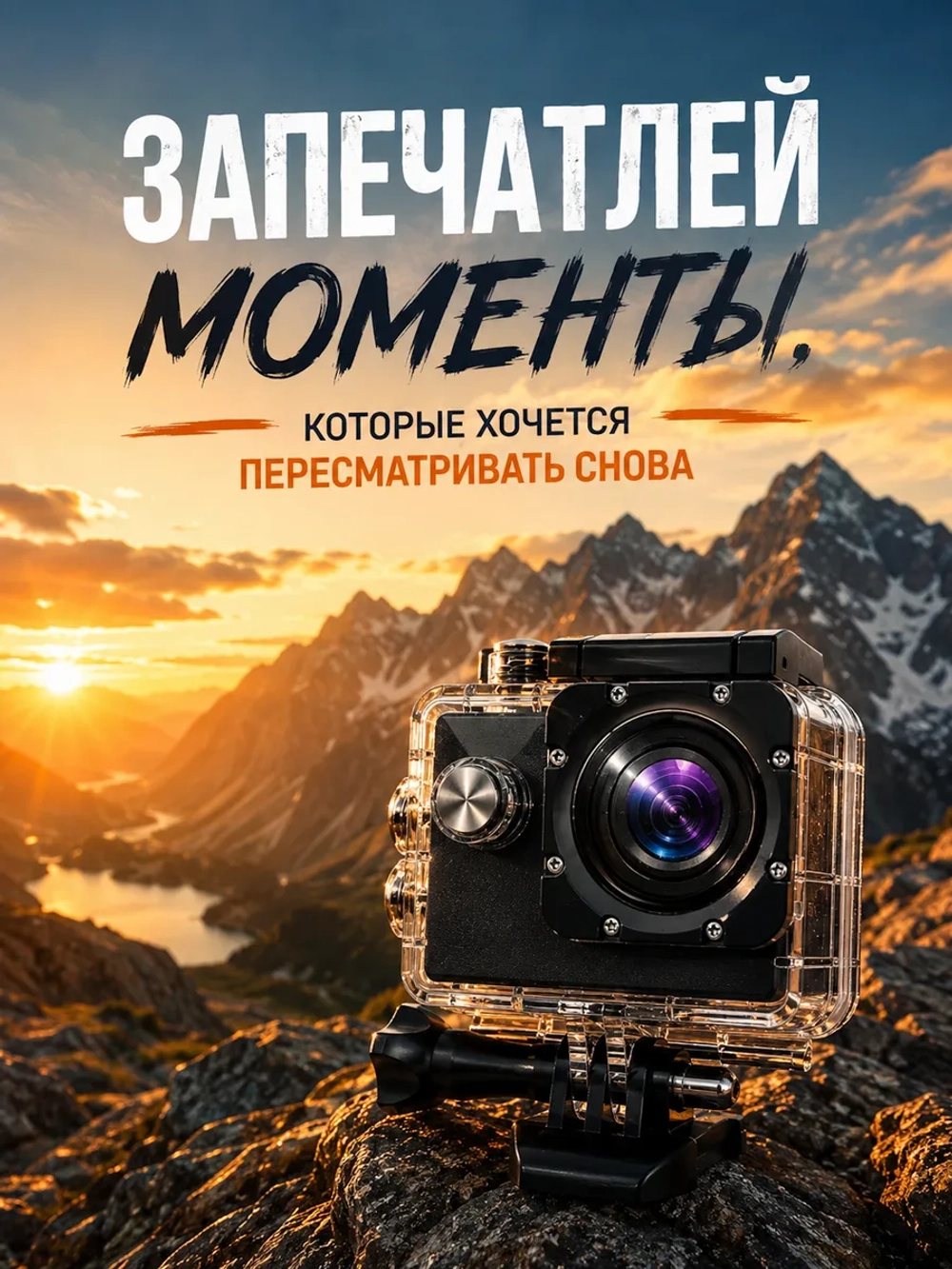 Экшн камера 4к с креплениями цифровая