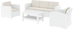 Комплект пластиковой плетеной мебели Siesta Contract Monaco Lounge Set XL, белый