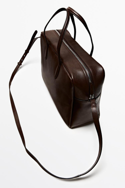 Massimo Dutti Средняя цилиндрическая сумка из кожи наппа, коричневый
