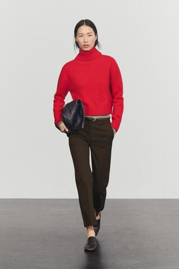 Massimo Dutti Короткий свитер из 100% кашемира, красный