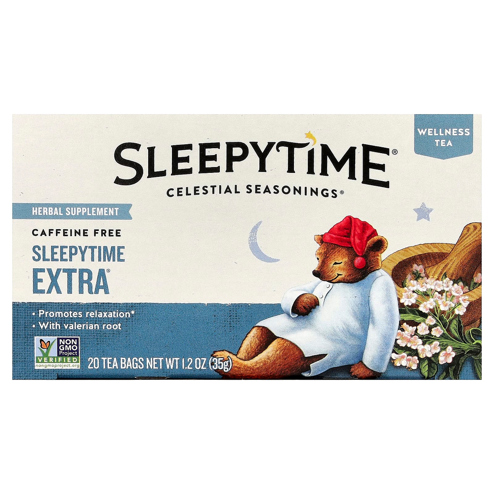 Celestial Seasonings, Wellness Tea, Sleepytime Extra®, без кофеина, 20 чайных пакетиков, 35 г (1,2 унции)