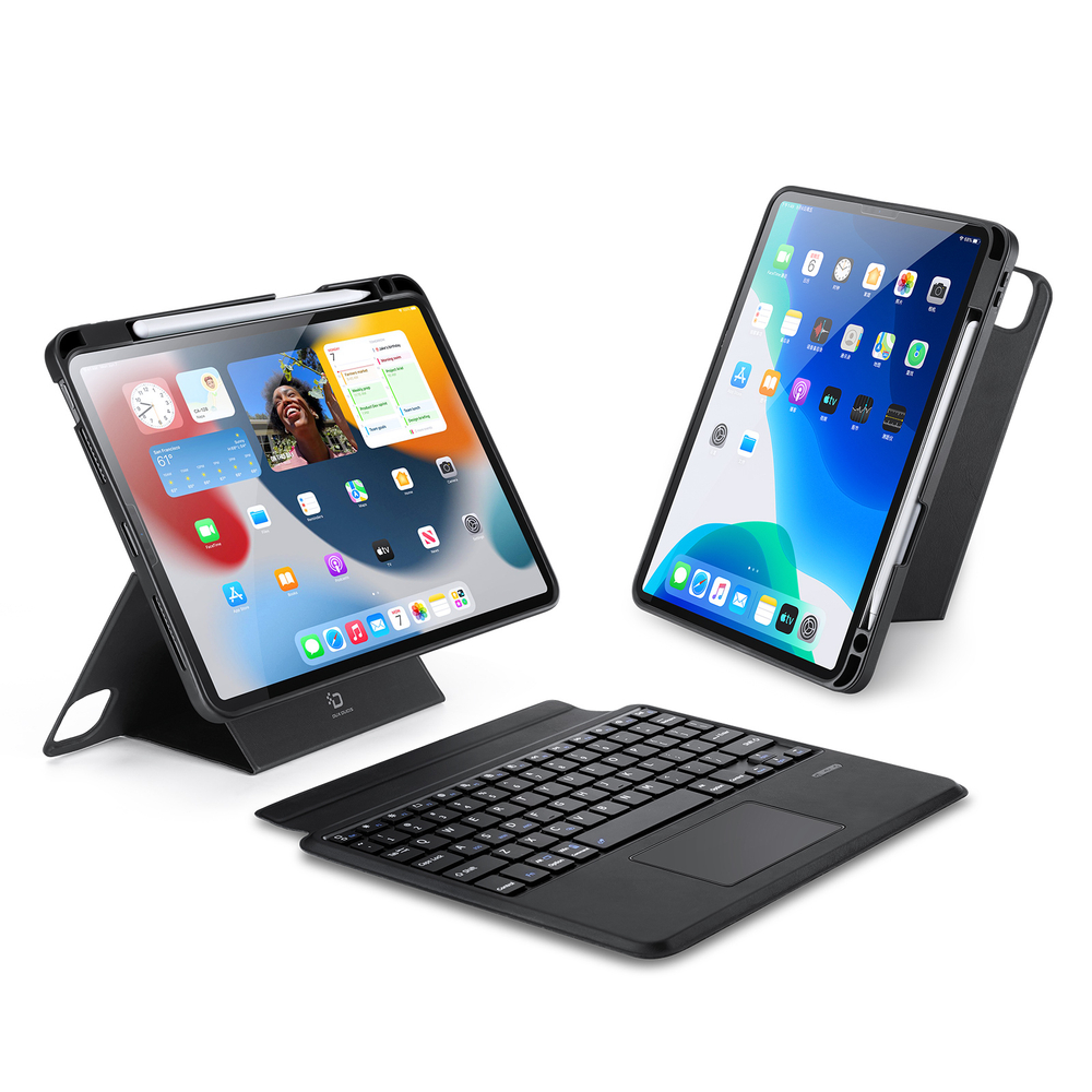 Чехол подставка с клавиатурой (RUS) от Dux Ducis для iPad Air 11 (2024-2025), iPad Air 4 и 5, iPad Pro 11 (2018-2020, 2021, 2022), серия DK Series Keyboard, русская клавиатура с подсветкой