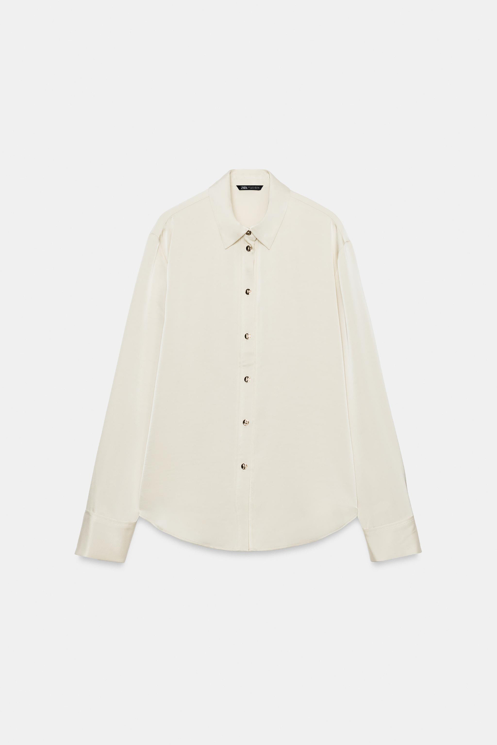 АТЛАСНАЯ РУБАШКА С ЗОЛОТИСТЫМИ ПУГОВИЦАМИ — ZARA