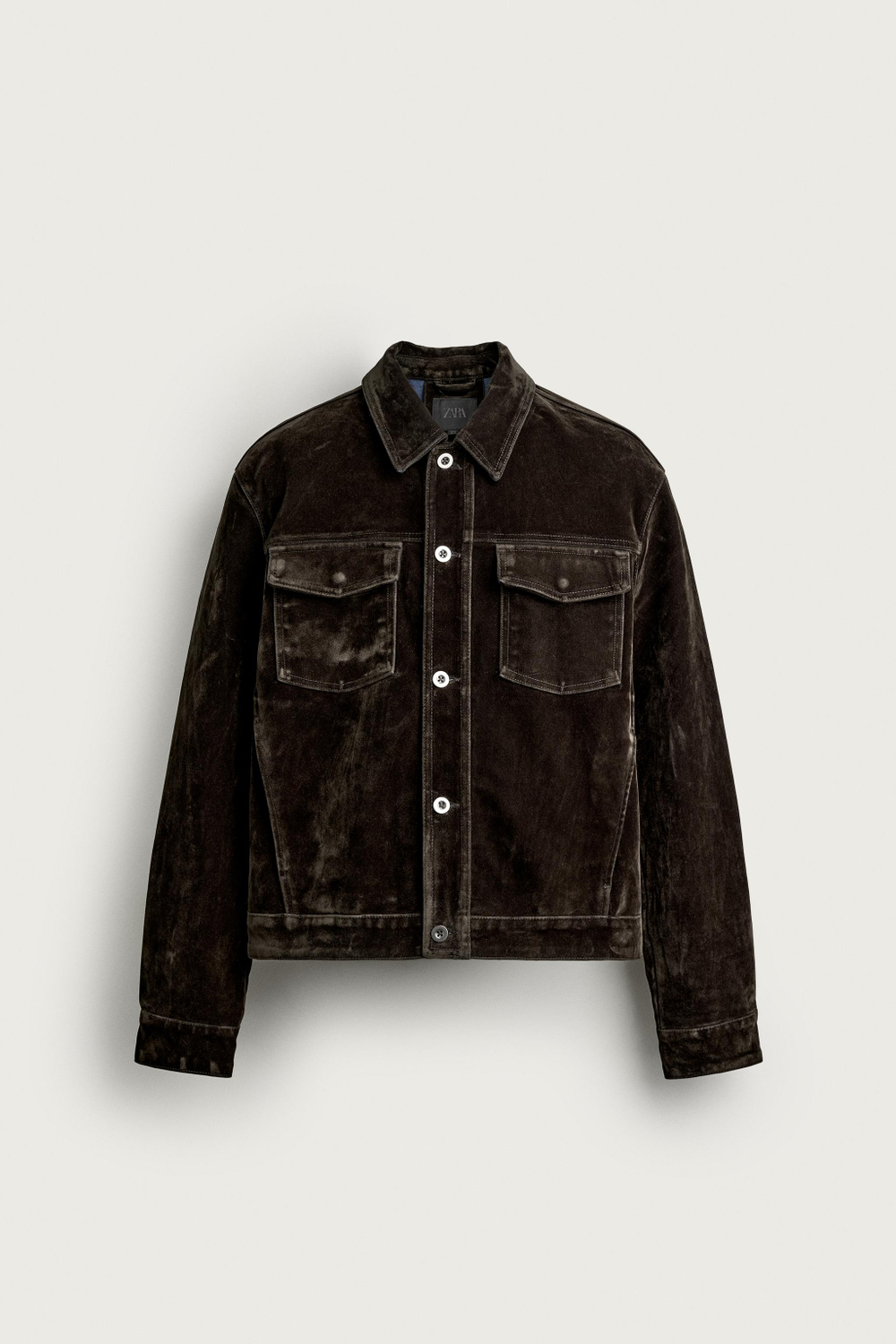УКОРОЧЕННАЯ ДЖИНСОВАЯ КУРТКА С ФЛОКОМ — ZARA · 8491/801