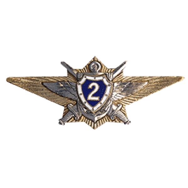 Знак "Классность ВС офицерский 2"  (золотой, металл)