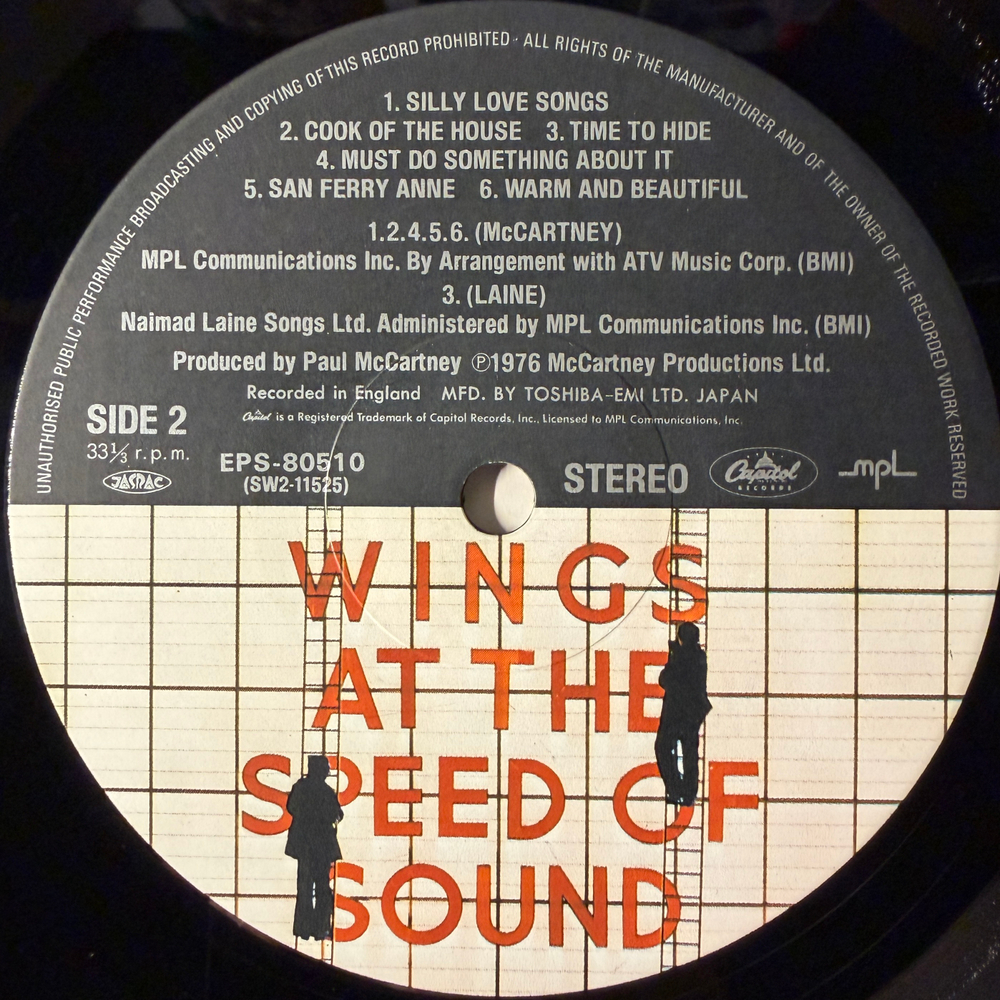 Wings ‎– Wings At The Speed Of Sound (Япония 1980г.)