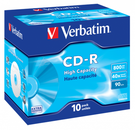 Оптический диск Verbatim CD-R 40x 800MB Extra Protection высокой емкости, Jewel Case, 10 шт.