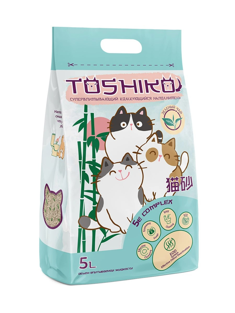 Наполнитель Toshiko Зеленый чай комкующийся для кошек 20 л